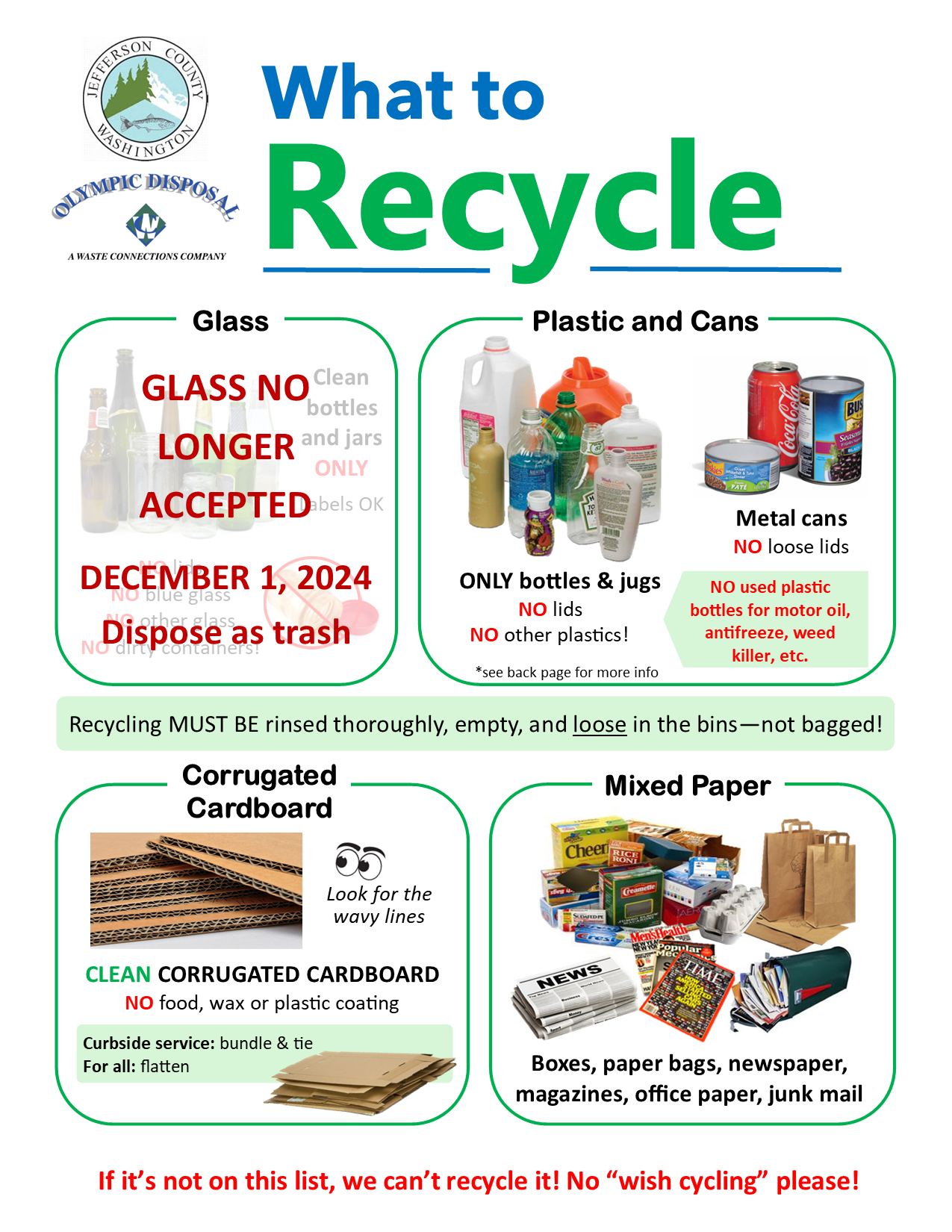 2024 Recycling flyer - Glass removal Dec 1