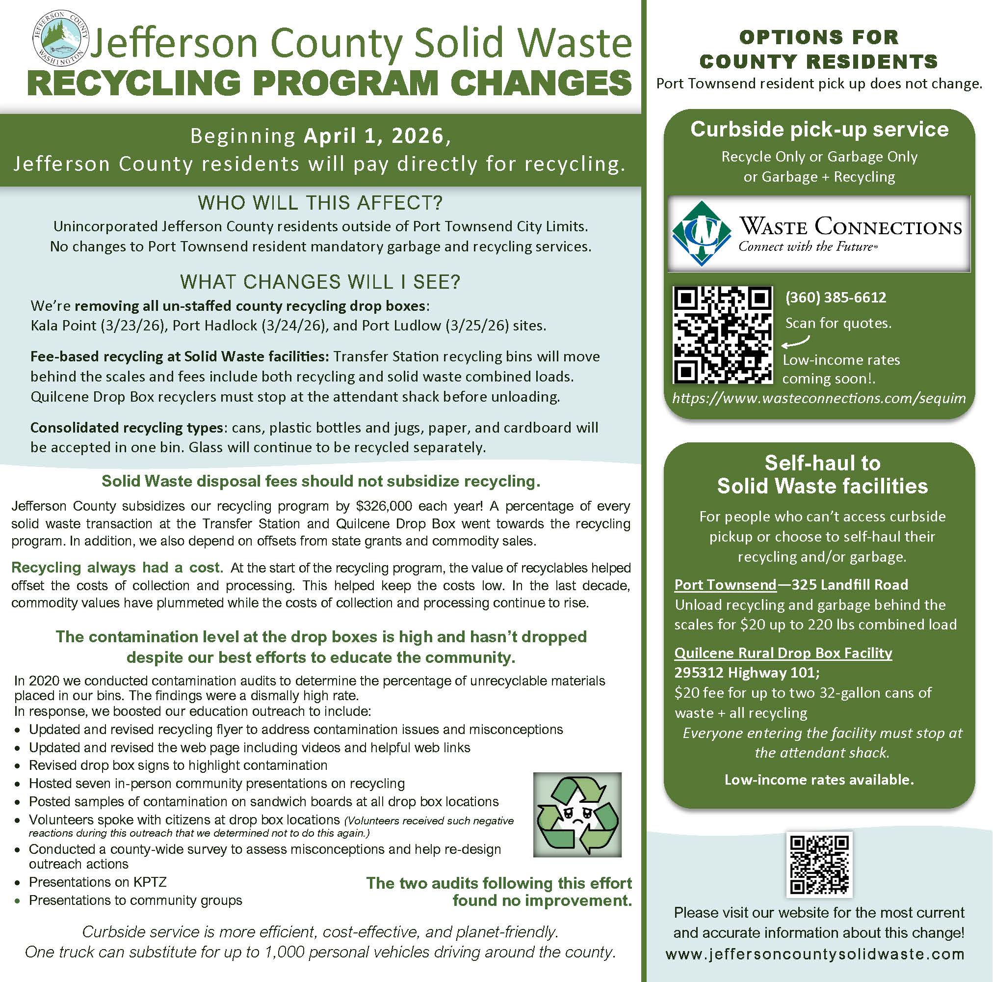 2026 April Recycling Program Changes Flyer