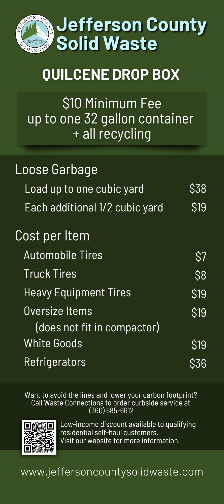 Quilcene Drop Box fees 2025