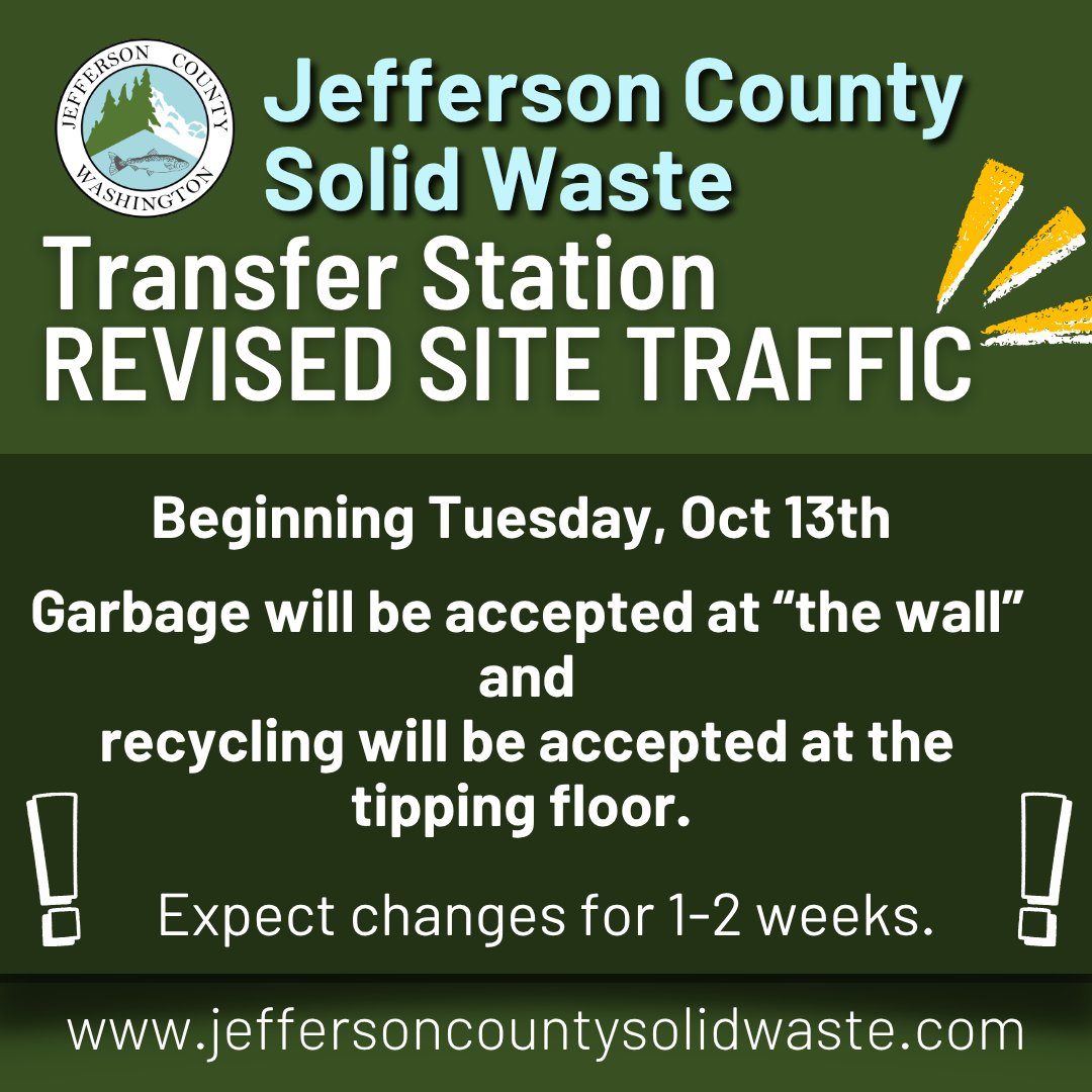 Beginning Oct 13 for 1-2 weeks, garbage will be accepted at the wall and recycling at the tipping floor.